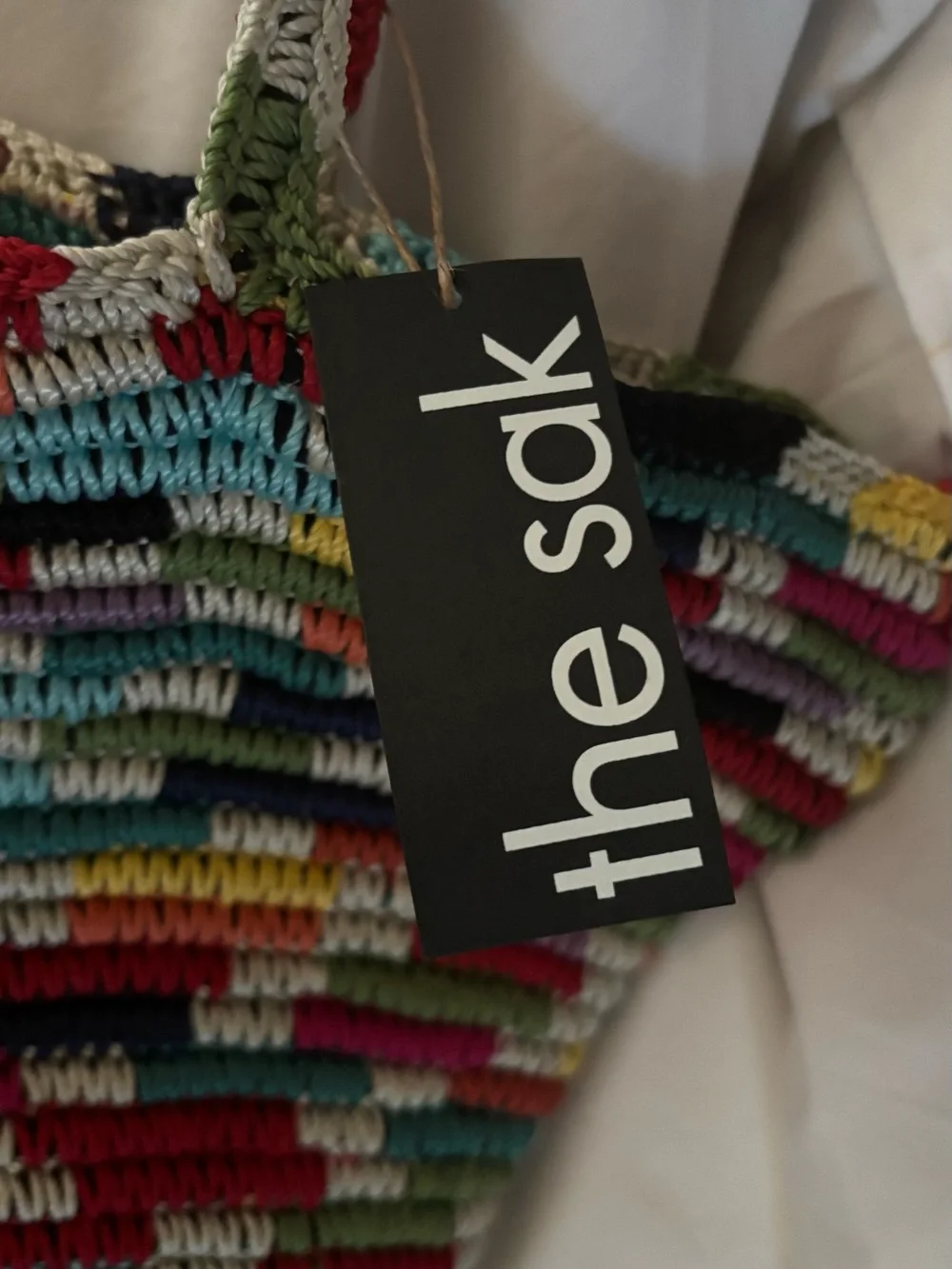 The Sak Multicolored Crochet Tote - Red, Green, Blue, Yellow, Pink, Black, Cream